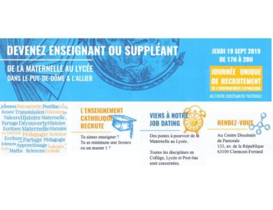 Devenez enseignant ou suppléant – Journée Unique du Recrutement – 19/09